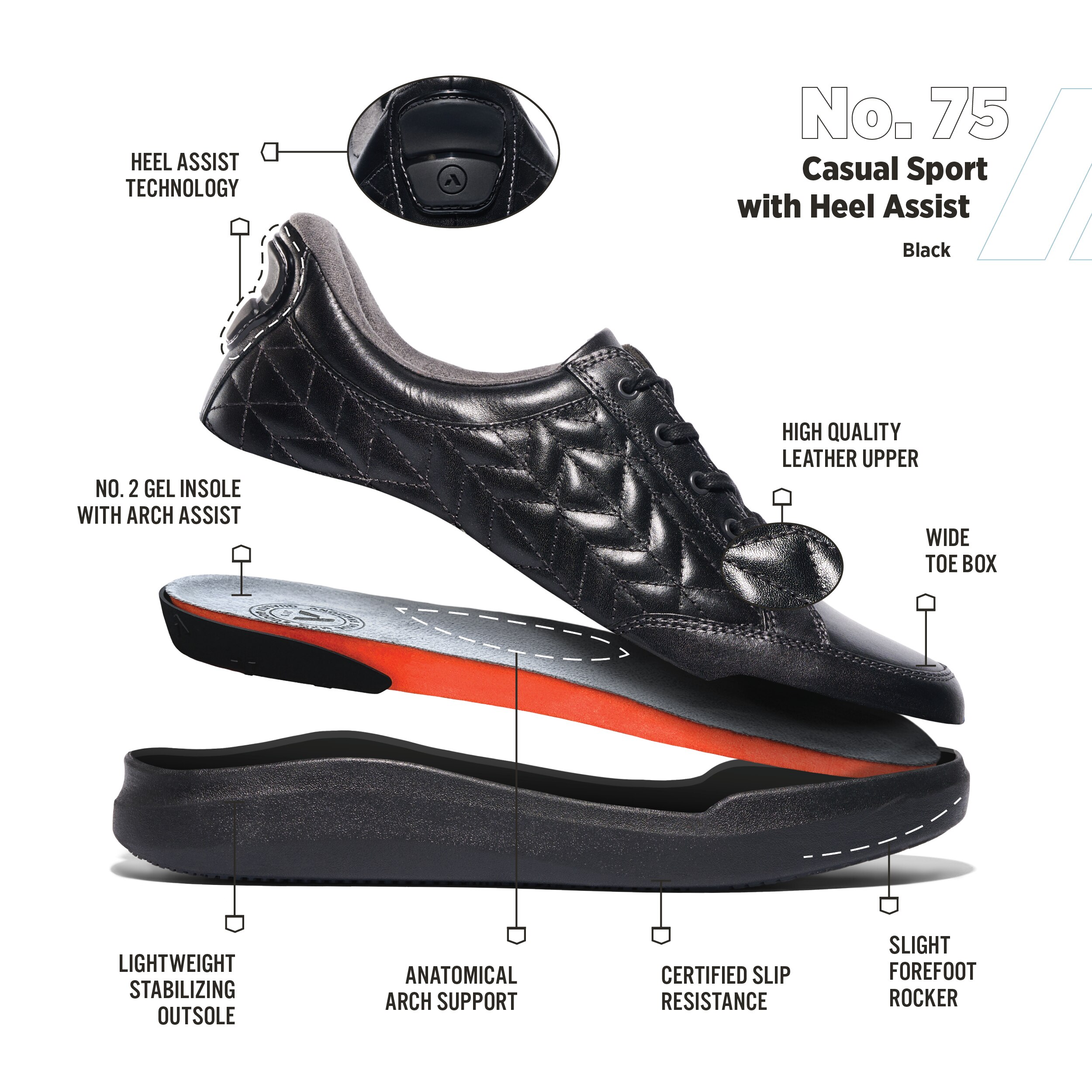 No. 75 Casual Sport w/ Heel Assist (Gen 2)| Anodyne Shoes